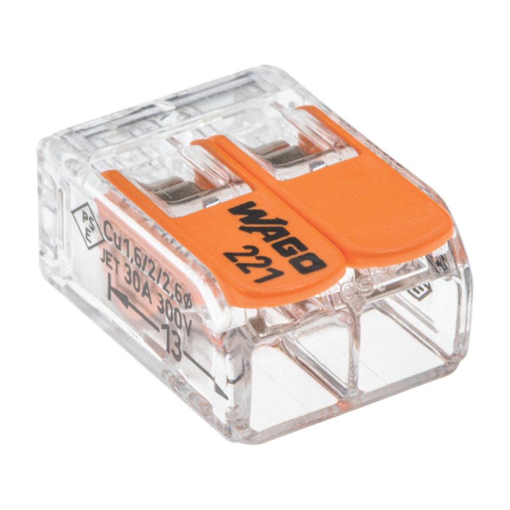 Connecteurs à levier 2 entrées Wago S221-612 41A, 30 pièces