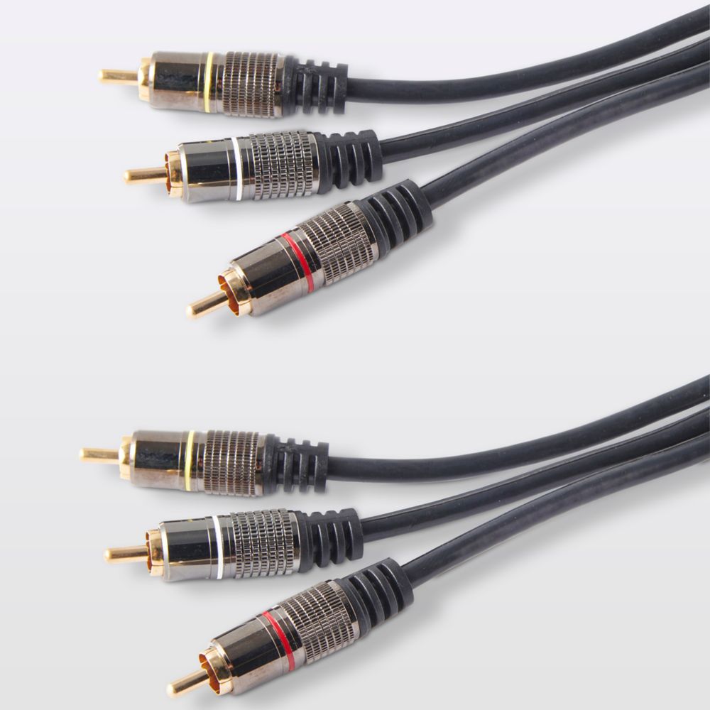 Câble RCA 3mâles/3mâles, noir 3m