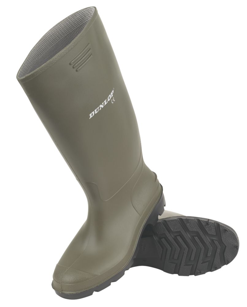 Bottes en caoutchouc sans métal non sécuritaires Dunlop Pricemaster vertes pointure 47