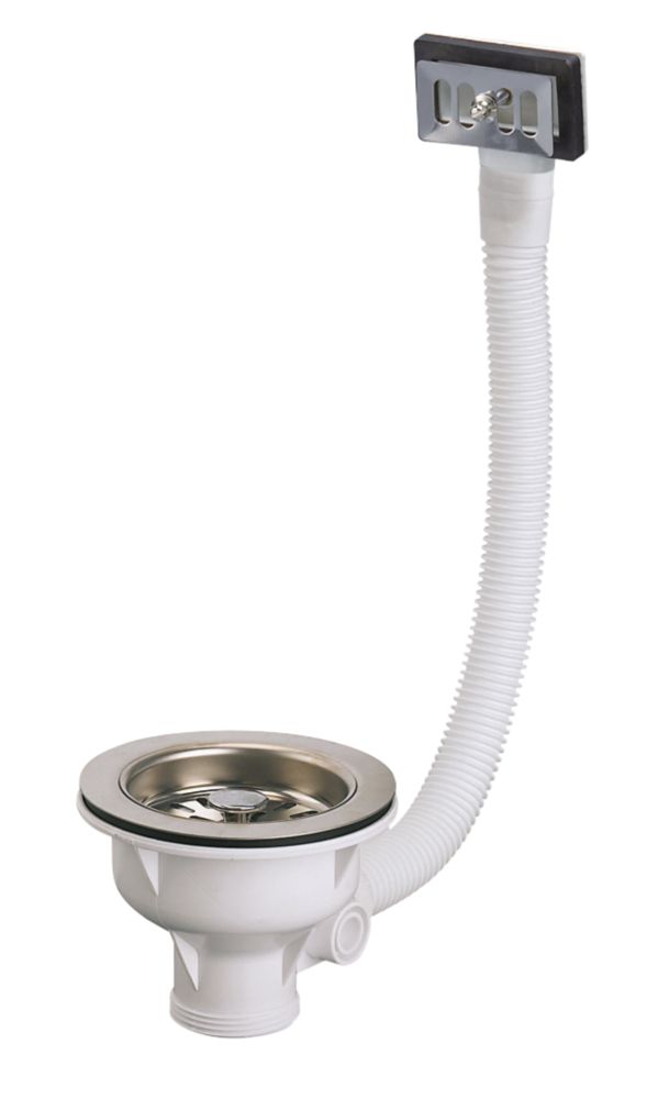 Bonde pour évier Valentin avec filtre et trop-plein en acier inoxydable 90mm