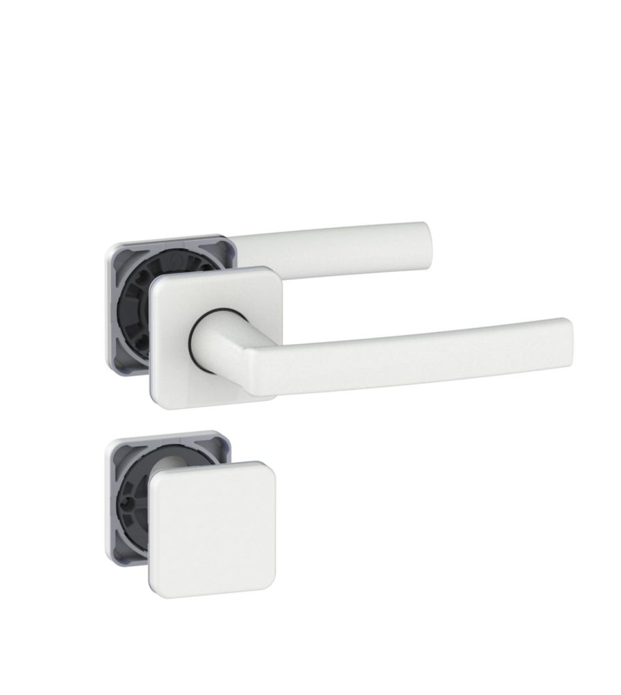 Paire de poignées de porte sur rosace sans trou Vachette KOYA, blanc