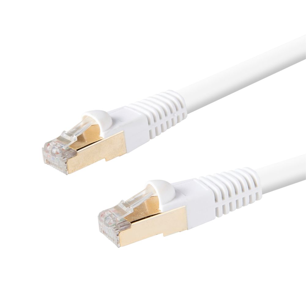Câble ethernet RJ45 CAT6 mâle/mâle, blanc 0,5m