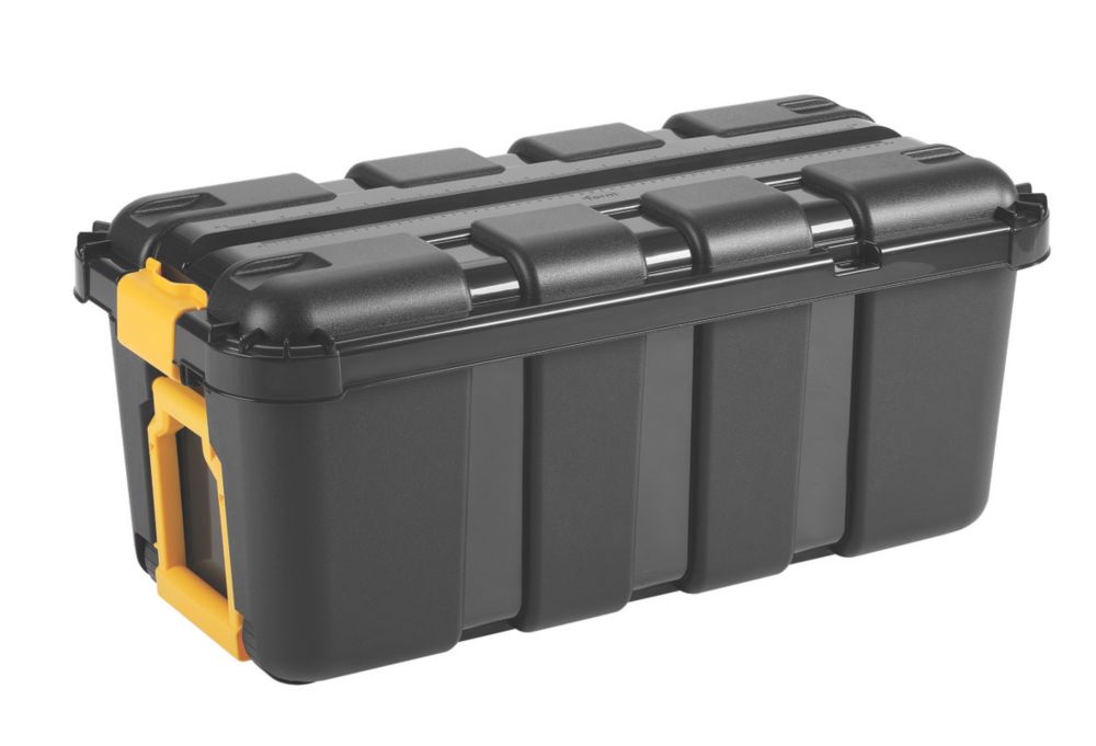Malle de rangement noire/jaune, 68L, 390mm x 790mm x 350mm