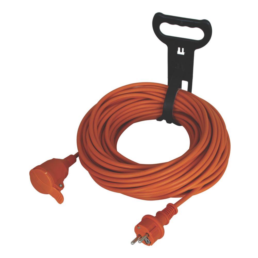 Rallonge orange 16A 1 prise 40m avec clapet sans interrupteur