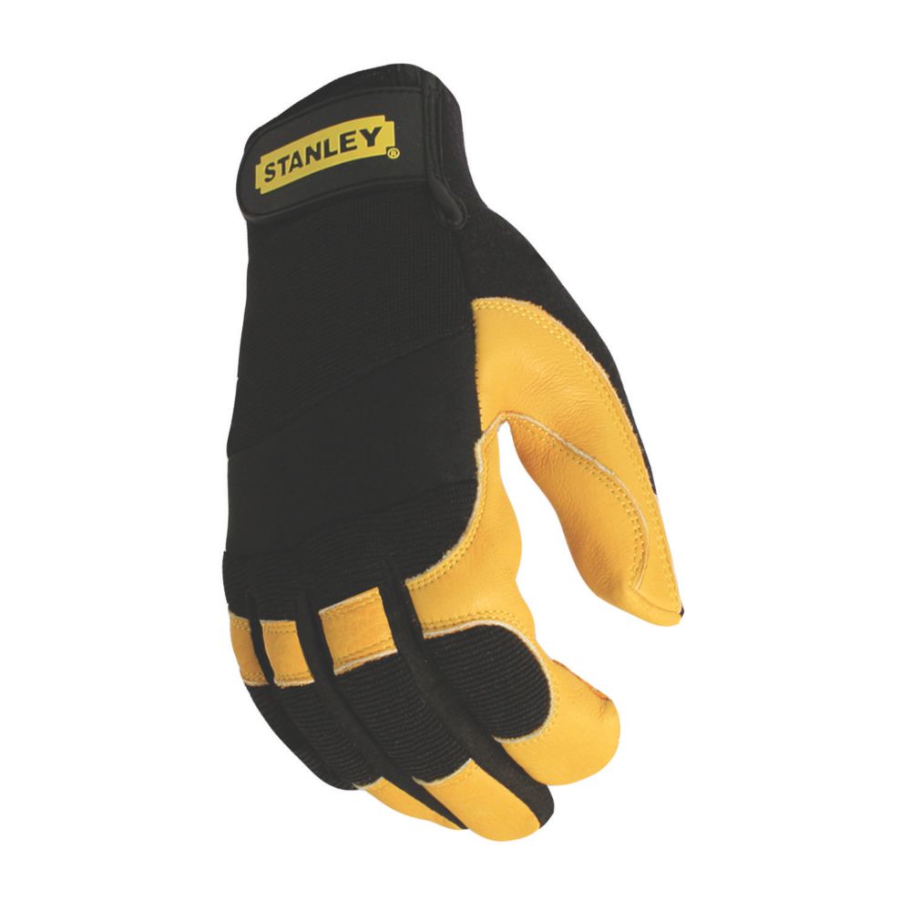Gants de travail en cuir Stanley Hybrid Performance noirs taille L