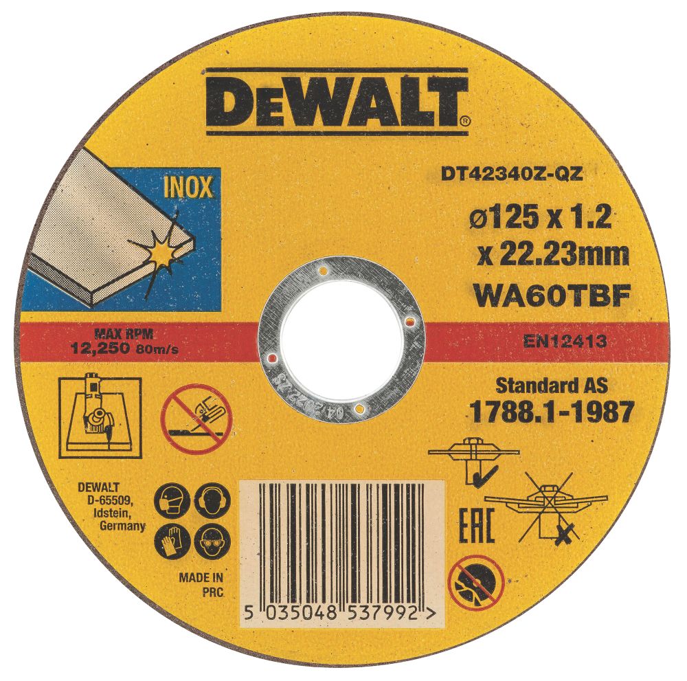 Lot de 10 disque à tronçonner inox 125 mm x 1,2 x 22,23 mm DT42340TZ-QZ DeWalt