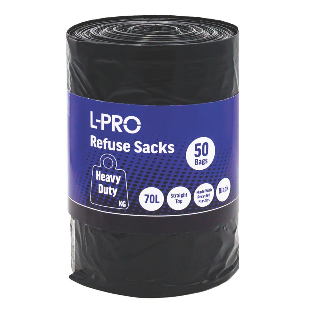 Sacs poubelle noirs L-PRO 70l, lot de 50