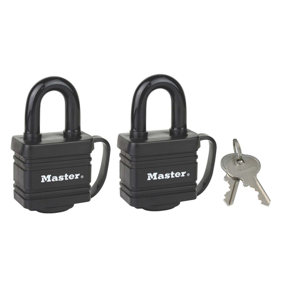 Lot de 2 cadenas à clé commune étanche en acier laminé Master Lock 7804EURD 40mm