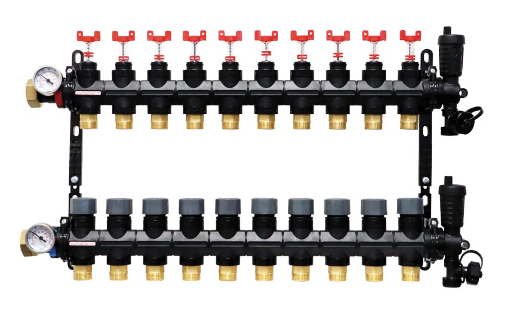 Collecteur de chauffage au sol 10 ports Somatherm noir