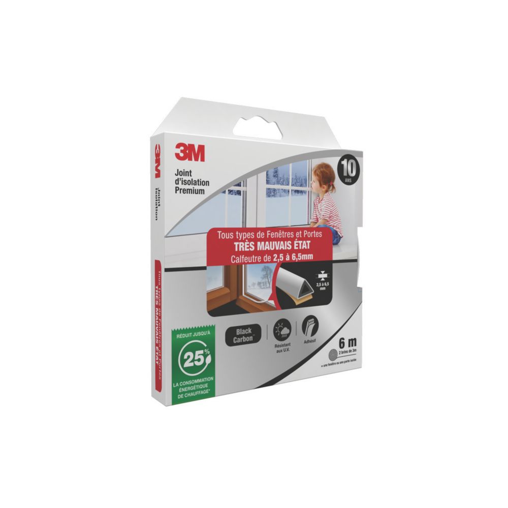 Joint pour portes et fenêtres blancs 3M, lot de 2 joints de 3m