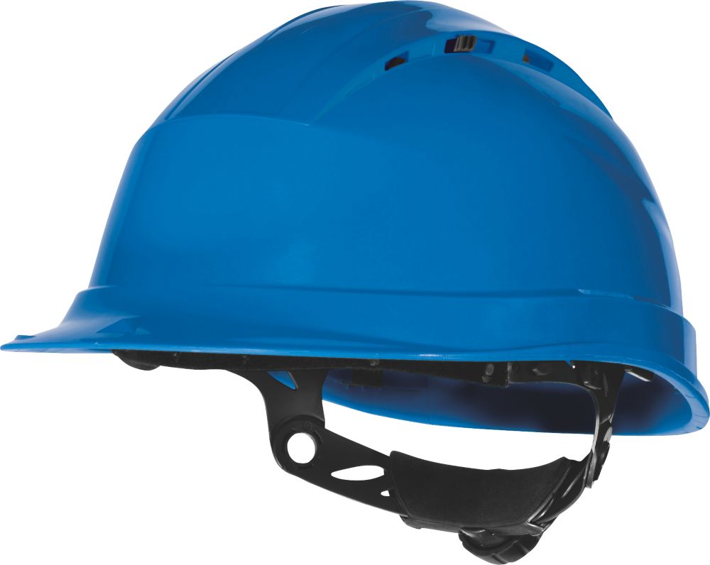 Casque de sécurité à cliquet à molette à rotor ventilé Delta Plus Quartz Up IV bleu