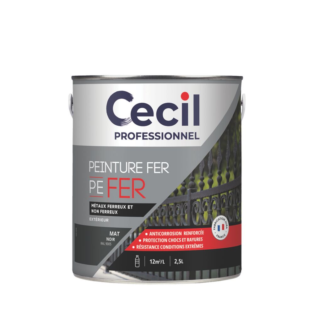 Peinture fer mate Cecil Professionnel noir 2,5L