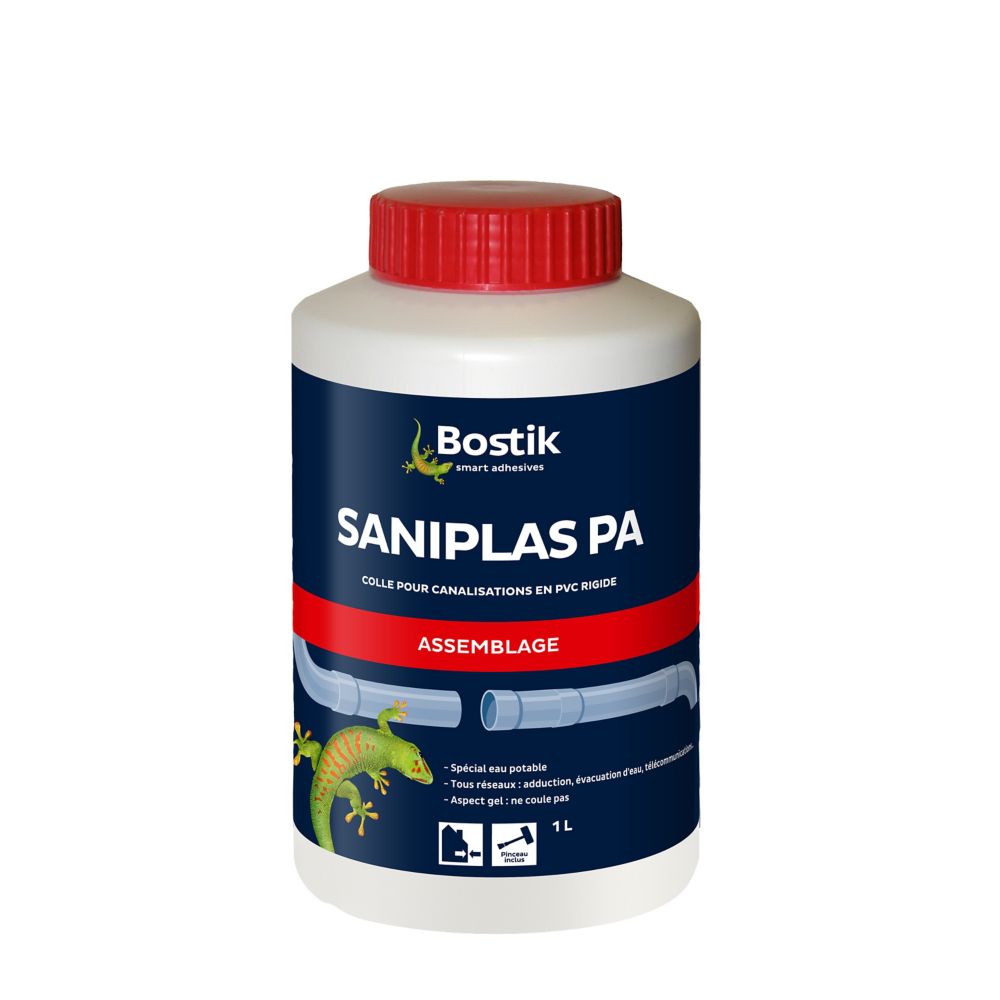 Colle pour tuyaux en PVC Saniplas 1L Bostik