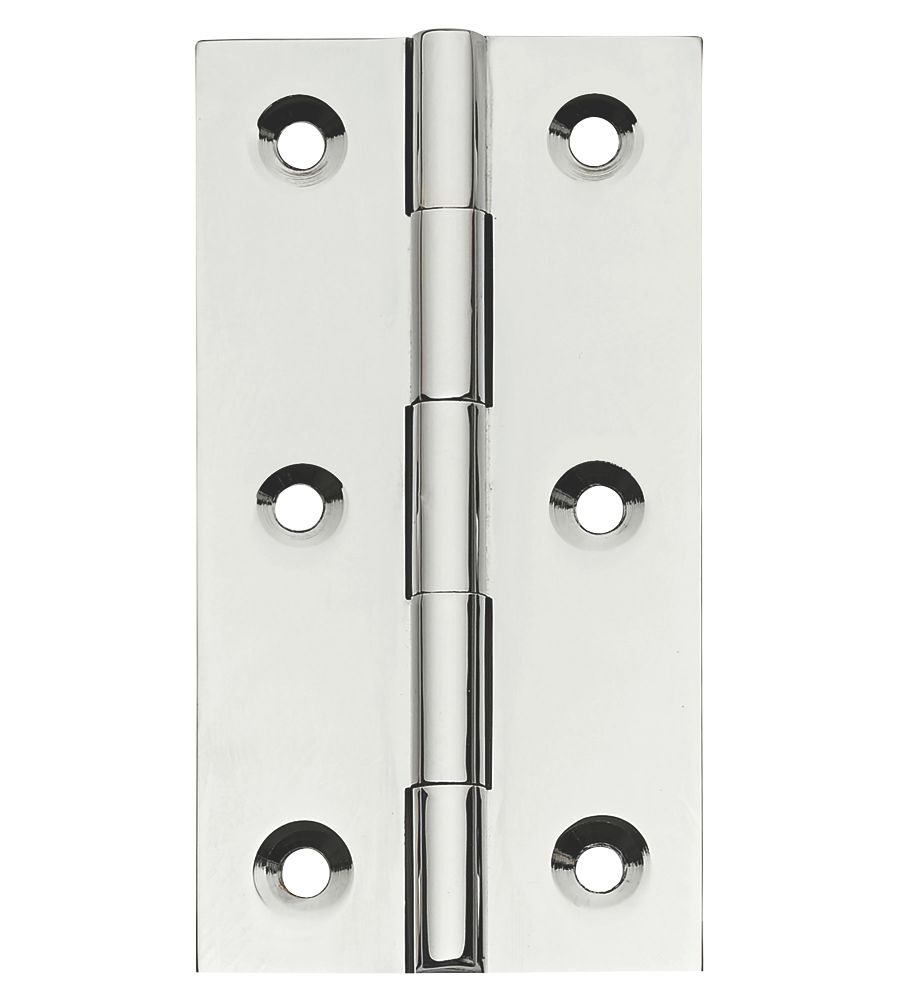Lot de 2 charnières d'extrémité pleines en chrome poli 64 x 35mm