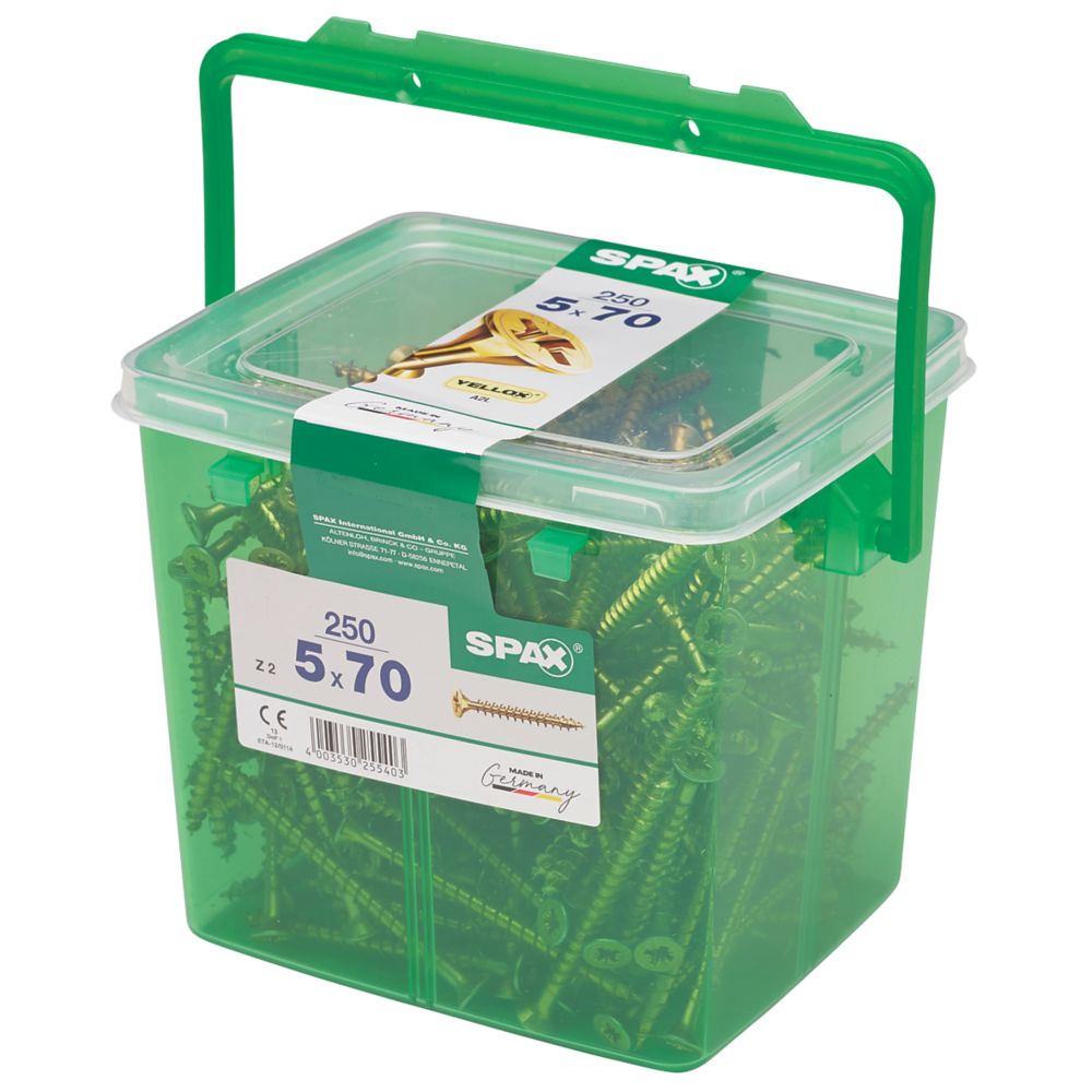 250 vis à bois à tête fraisée plate PZ Spax Yellox 5 x 70mm