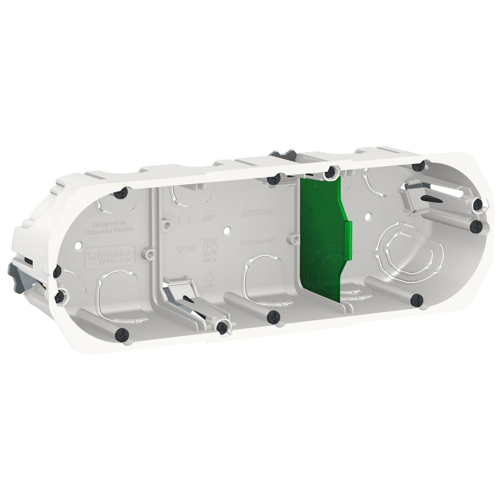 Boîte d'encastrement cloison sèche 3 postes diamètre 67 profondeur 50 Schneider