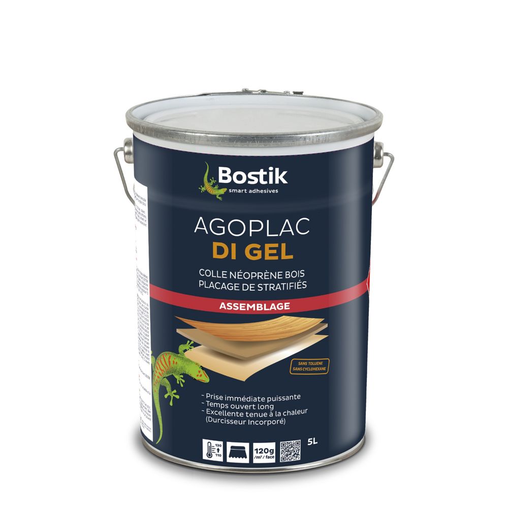 Colle contact en gel ambrée Agoplac 5L Bostik