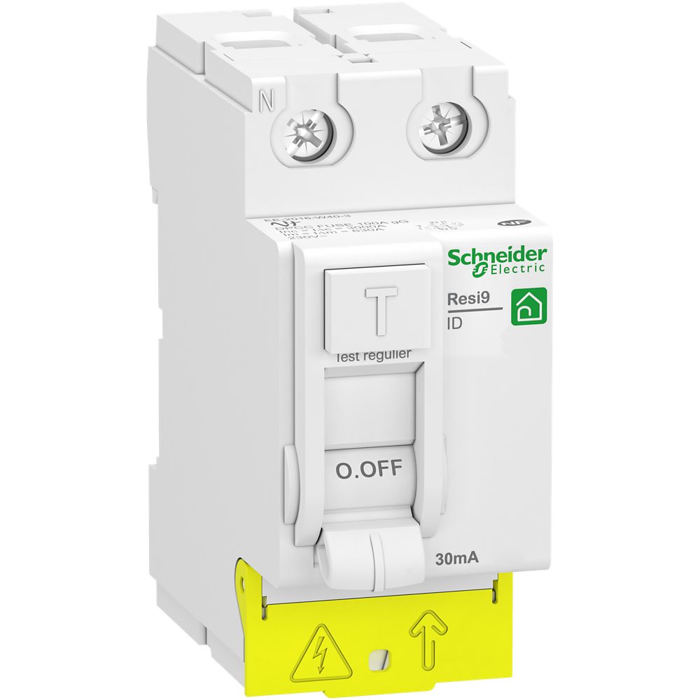 Interrupteur différentiel 63A type AC 30mA 1P+N peignable Resi9 XP Schneider