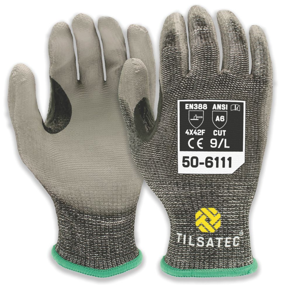 Gants de travail anti-coupure Tilsatec 50-6111 noir/gris taille L