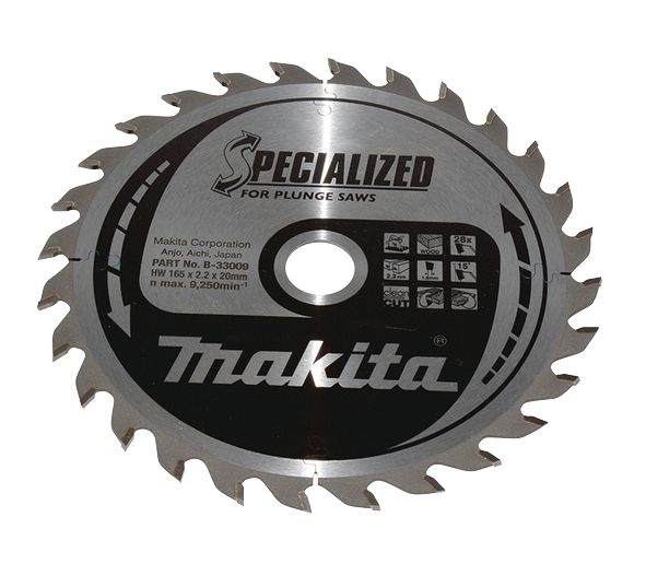 Lame de scie circulaire bois TCT 165 x 20mm 28 dents Makita