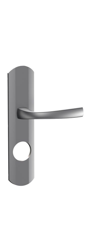 Poignée de porte extérieure à béquille Muze chrome velours pour Serrure PROTECTIVE
