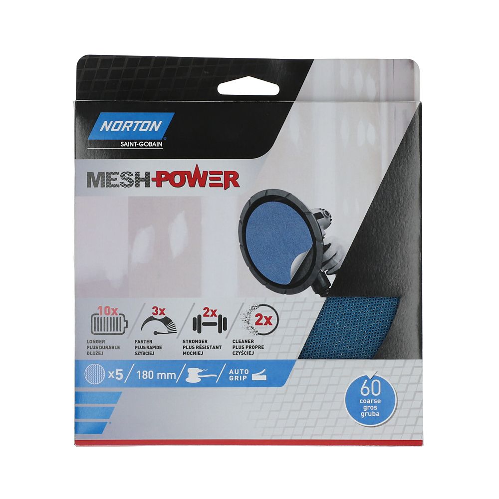Lot de 5 disques abrasifs pour ponceuse 260 x 180mm grain 60 Norton