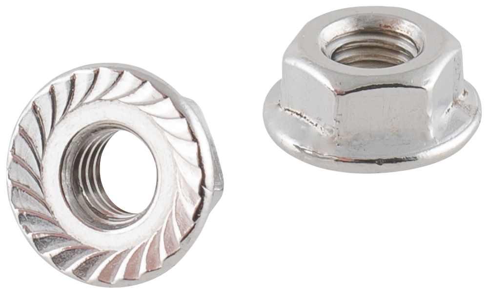 100 écrous hexagonaux embase collerette crantée en acier inoxydable A2 Easyfix M6