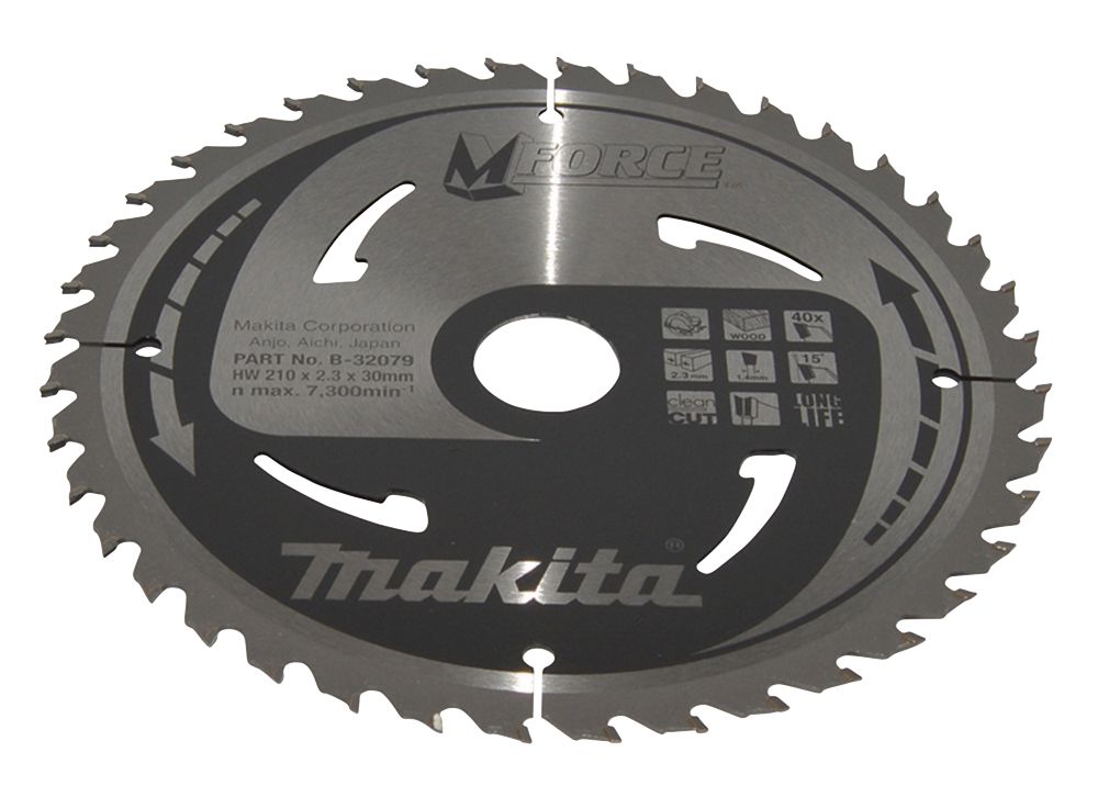 Lame de scie circulaire bois 210 x 30mm 40 dents Mforce Makita