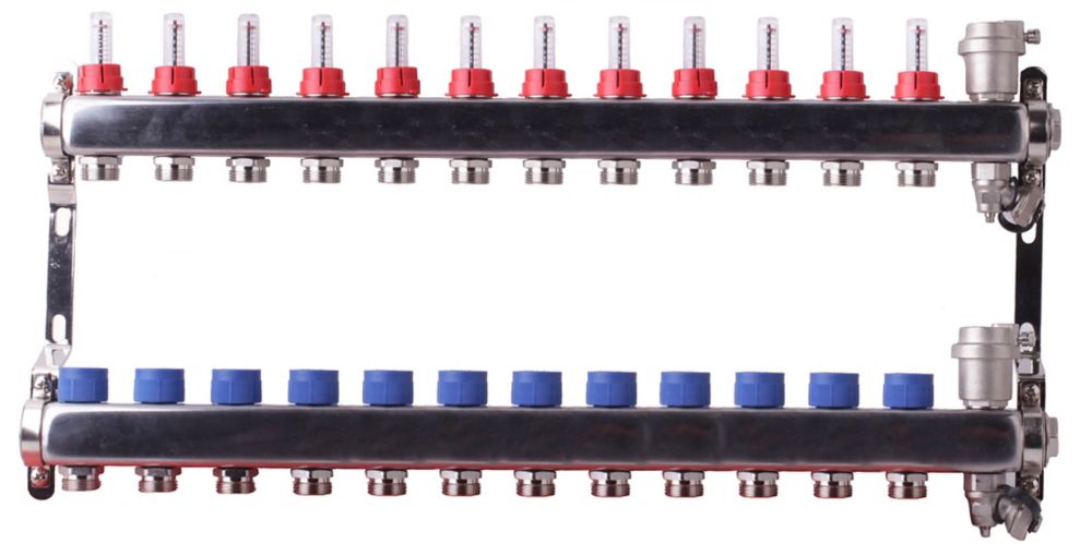 Collecteur de chauffage au sol 12 ports Somatherm en inox