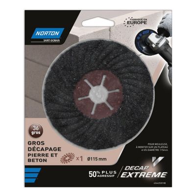 Disque à lamelles Decap Extreme gros décapage pierre et béton 115mm grain 36 Norton