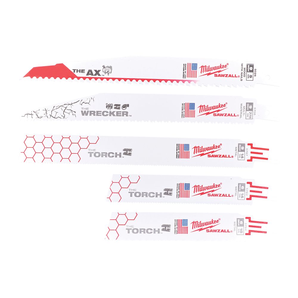 MILWAUKEE  Set 5 lames universelles de scies sabres SAWZALL - 49222205