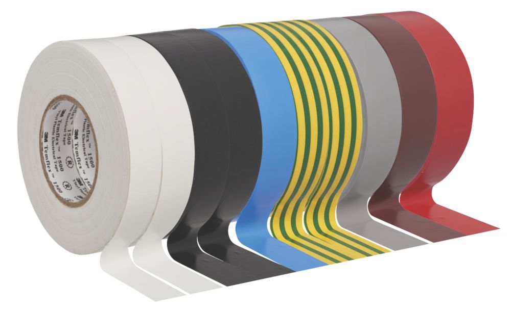 Assortiment mixte de 10 rubans isolants 3M Temflex 25m x 19mm