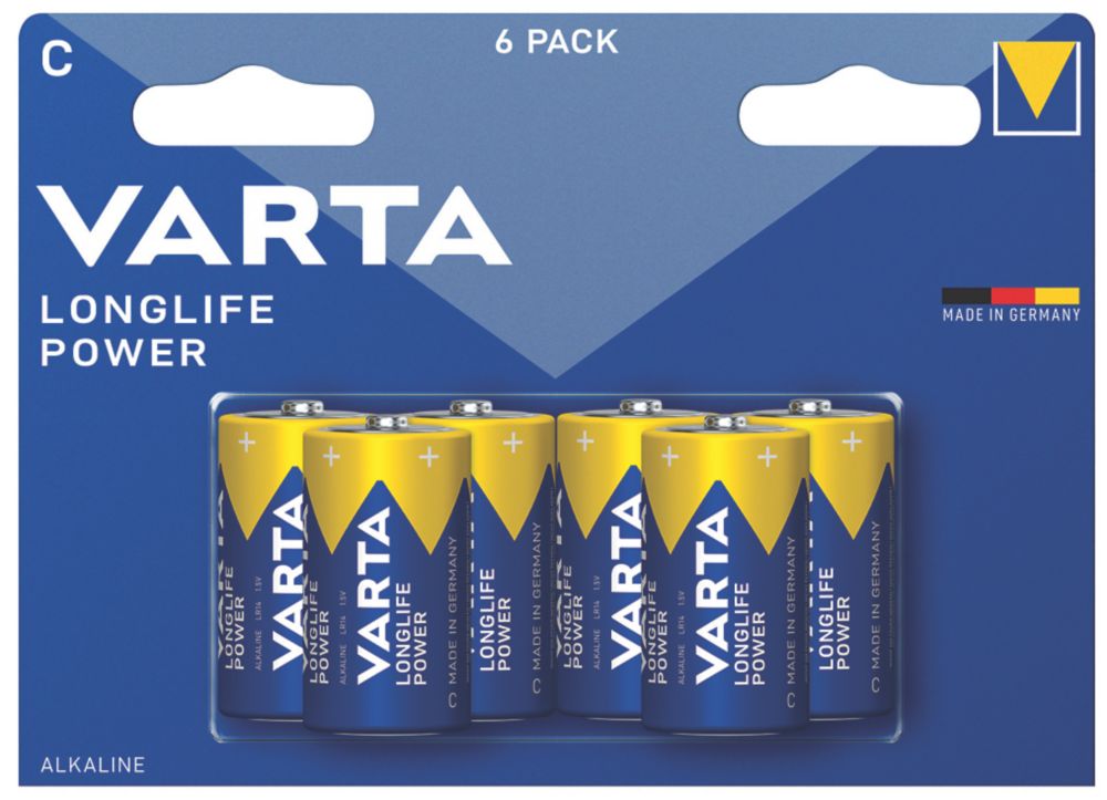 Lot de 6 piles C puissantes et longue durée Varta