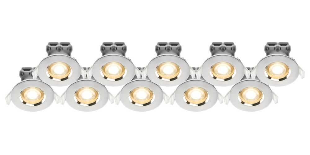 Lot de 10 spots à encastrer fixes chromes LED LAP 3000K 57W IP65 400lm