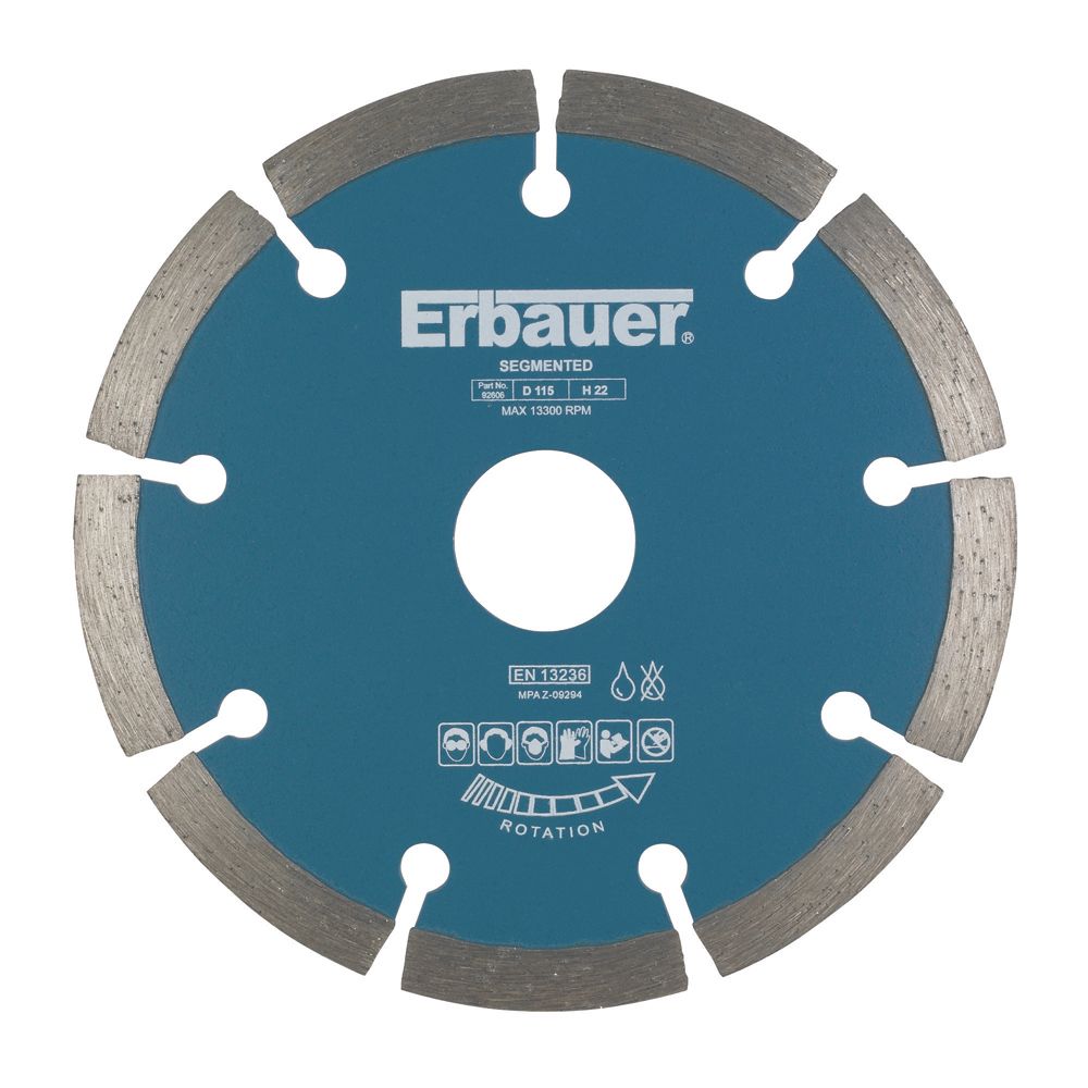 Disque diamant segmenté béton/pierre 115 x 22,2mm Erbauer
