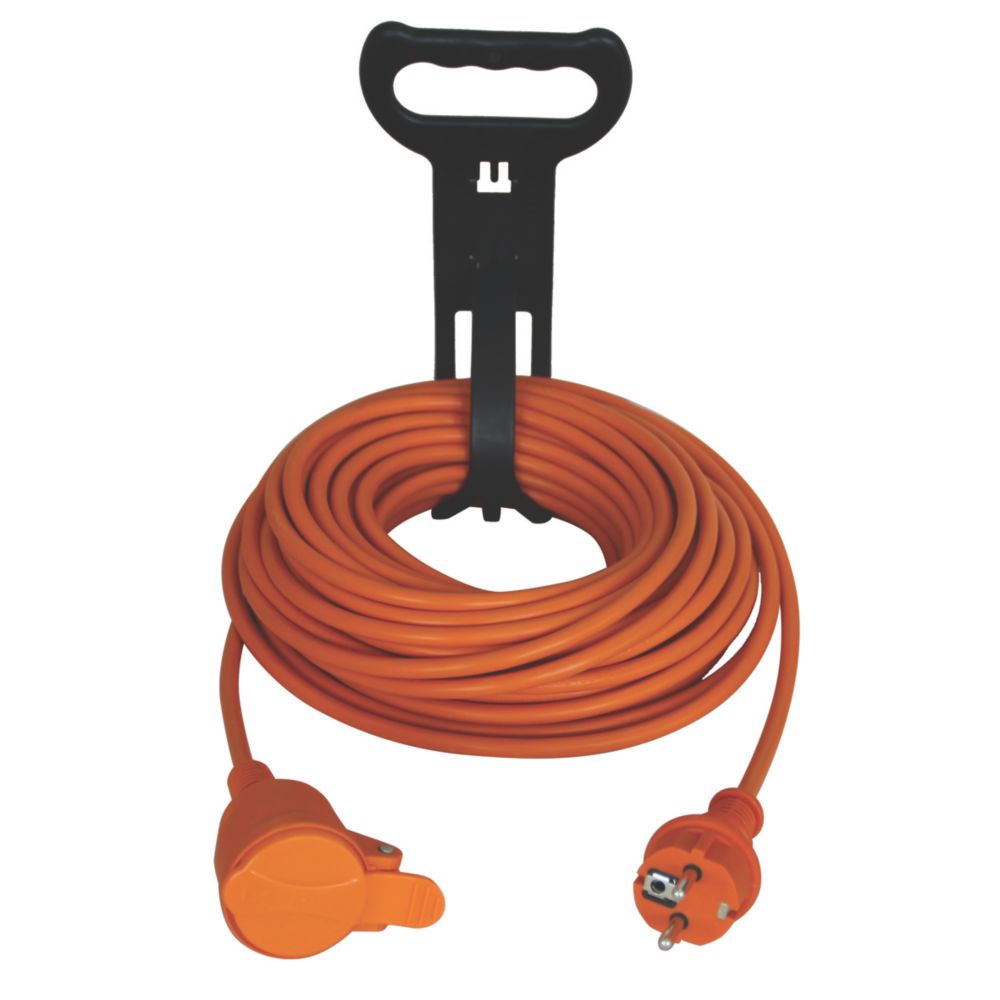 Rallonge orange Diall H05VVF 1 prise 1.5mm² 20m avec clapet