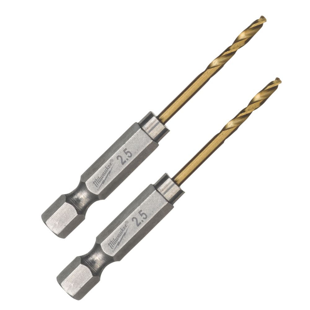 Lot de 2 forets à métaux à queue hexagonale Milwaukee SWave 2,5mm x 62mm
