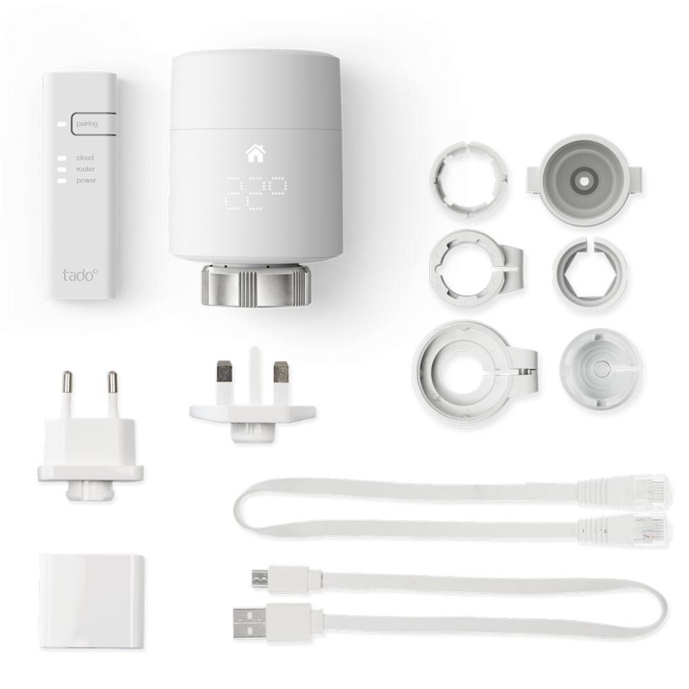 Kit de démarrage tête thermostatique connectée Tado blanche/chromée V3+