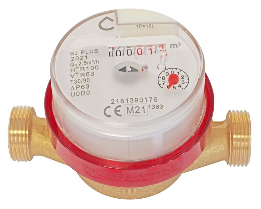 Compteur d'eau chaude à jet unique Pronorm, lot de 1