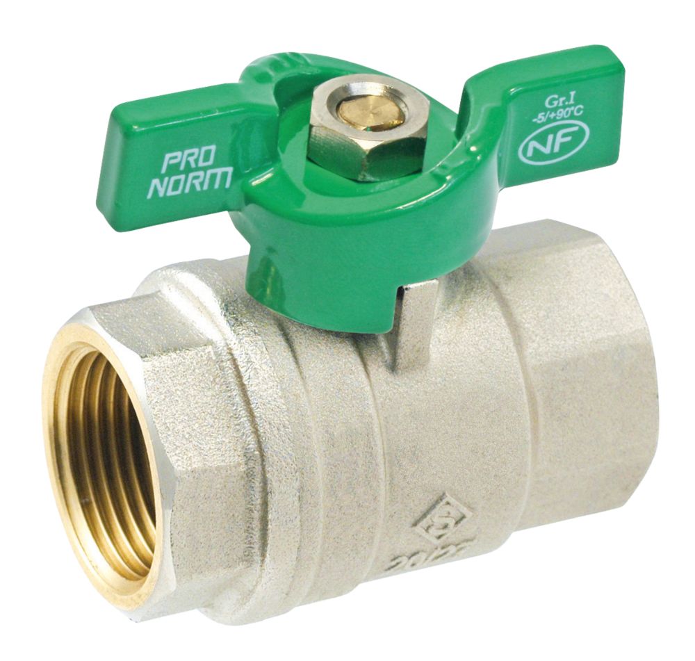 Vanne à sphère NF manette papillon FF 15/21 - 1/2" Pronorm