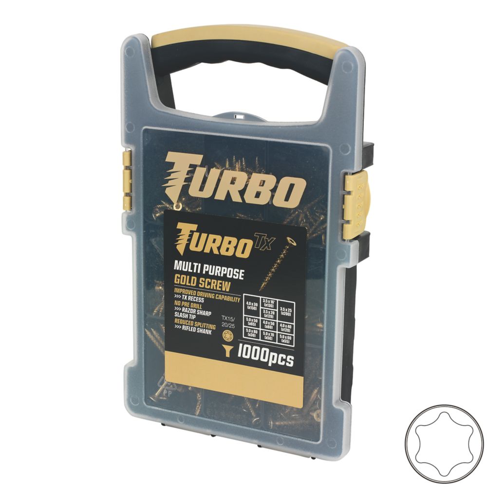 Mallette à poignée de 1 000 vis polyvalentes à double tête auto-fraisée TX Turbo