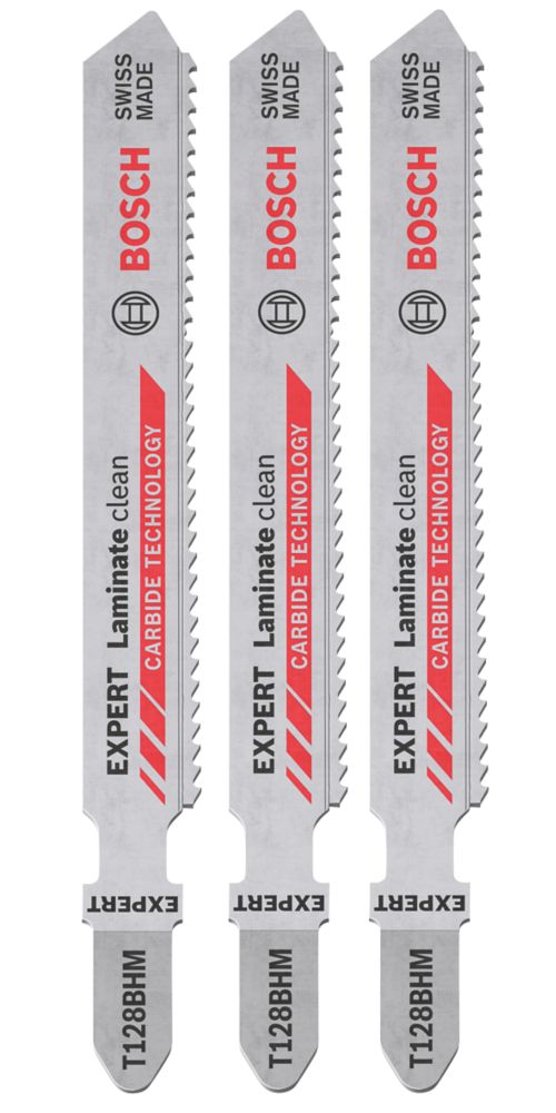 Lot de 3 lames pour scie sauteuse pour stratifié 92mm T128BHM Expert Bosch