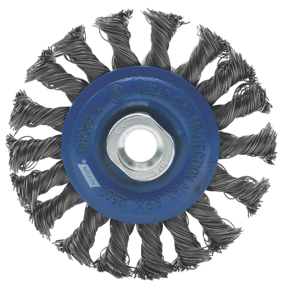 Brosse cuvette pour meuleuse à fils noués torsadés 115mm Norton