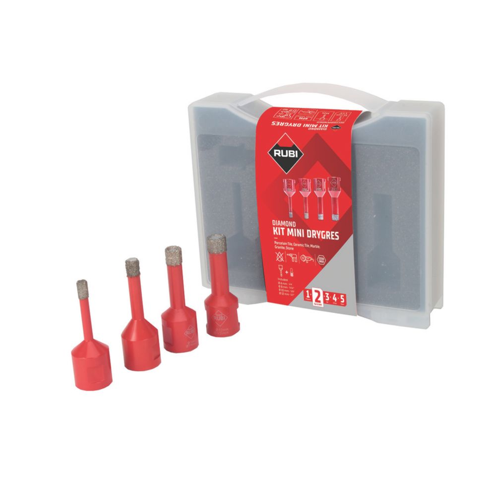 Coffret de 5 forets carrelage diamant à sec Rubi