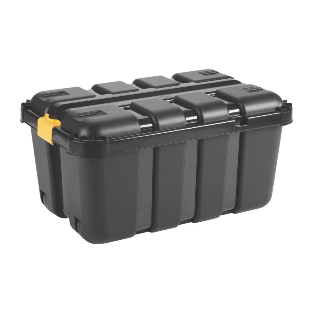 Malle de rangement noire/jaune, 111L, 520mm x 790mm x 420mm