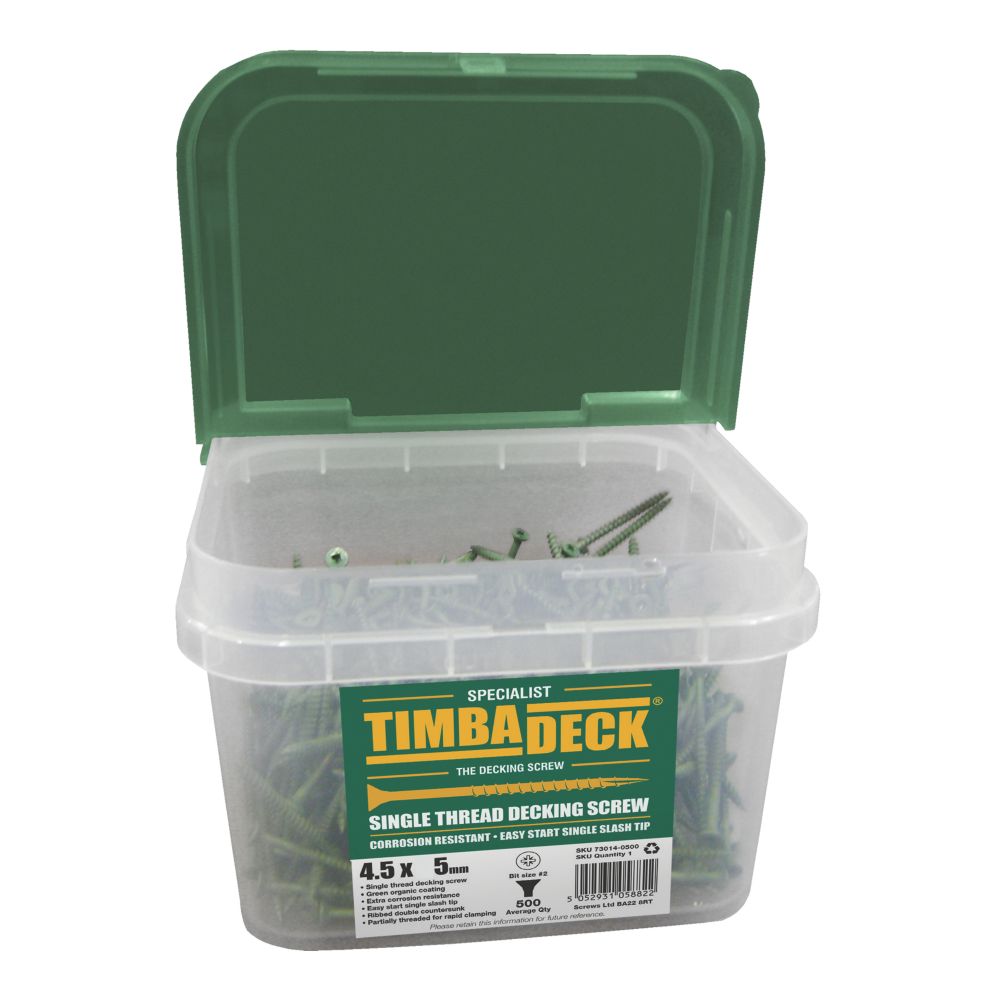 500 vis pour terrasses à double tête fraisée en acier au carbone Timbadeck 4,5 x 75mm
