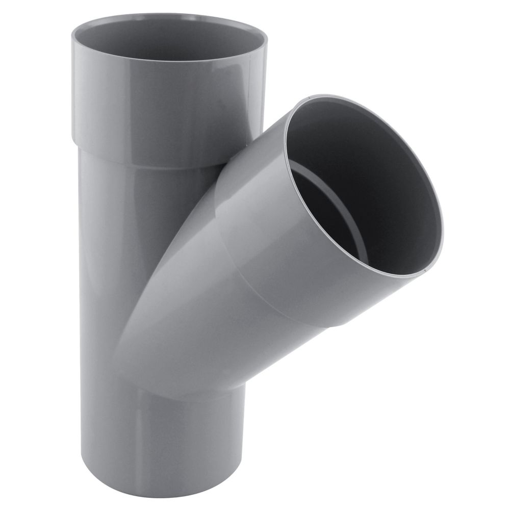 Culotte PVC NF mâle/femelle à 45° 80mm à coller gris Fitt