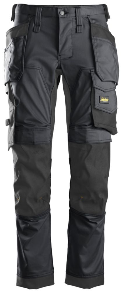 Pantalon de travail extensible AllroundWork Snickers, gris et noir, taille 40, longueur 76 cm