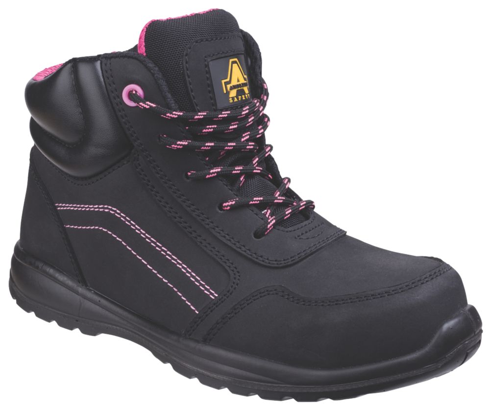Chaussures de sécurité montantes S1 pour femme sans métal Amblers Lydia noir / rose pointure 37