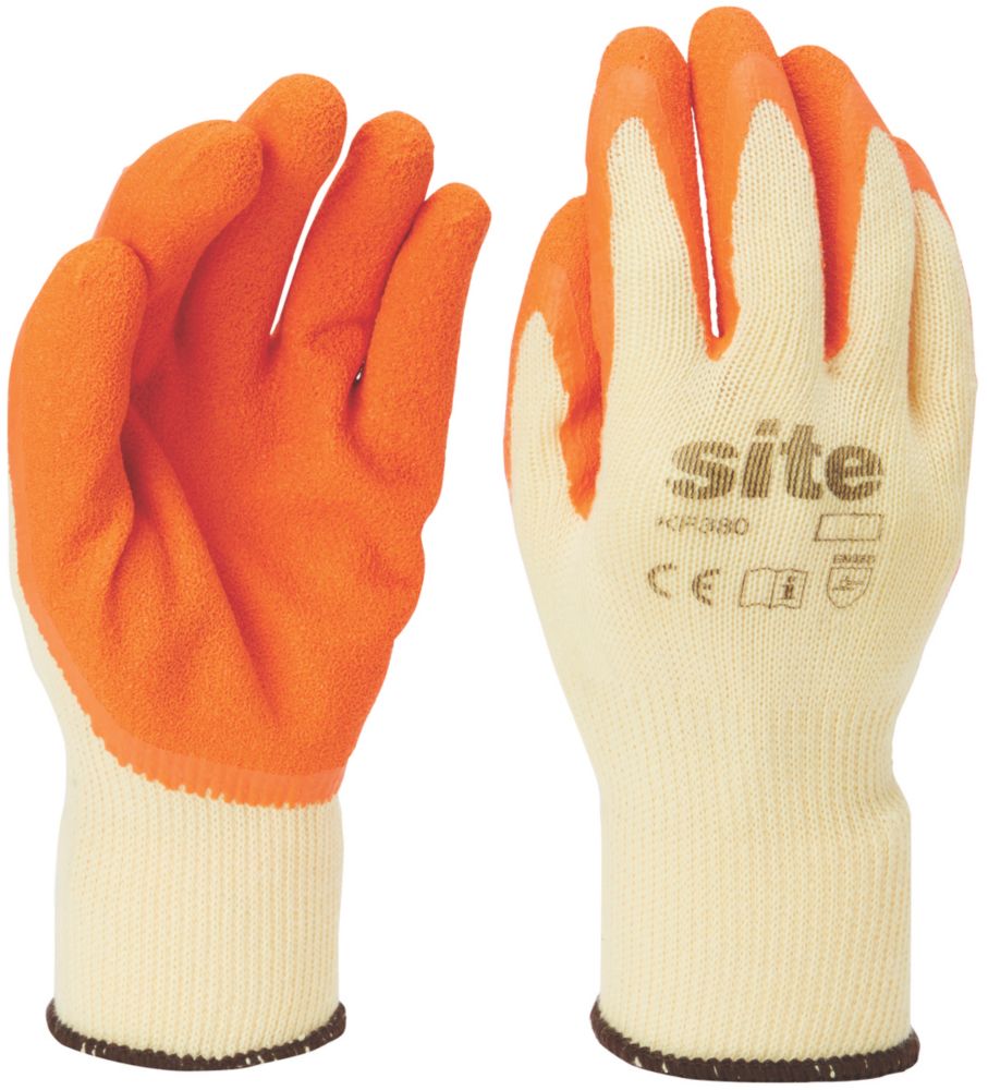 Gants de manutention en latex Site KF380 orange / jaune taille L